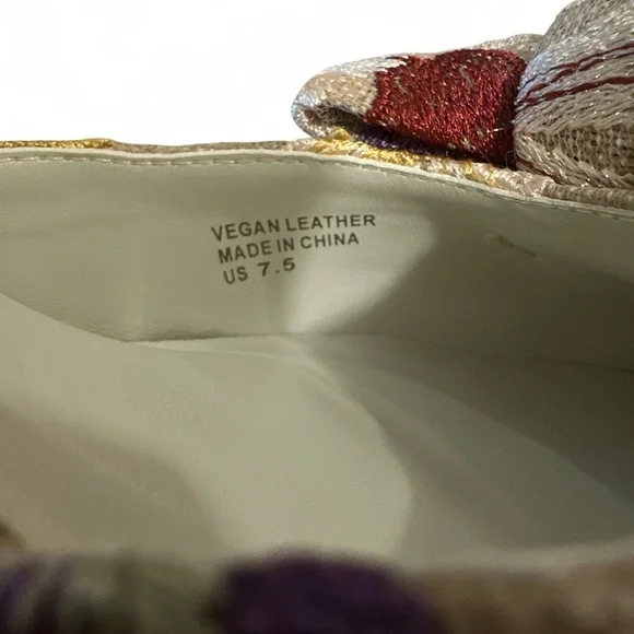 Oasis Society Jane Kitten Heel Size 7.5 Taupe Floral Multicolor Bow Pointed Toe - Picture 9 of 12